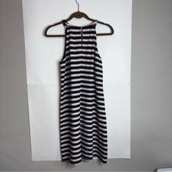 Ann Taylor Women’s Striped Sleeveless Dress Size 8 Jersey Knit High Neck Summer - Picture 8 of 8